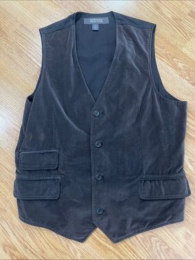 Kenneth Cole Reaction Dark Brown Velvet Button-Front Vest